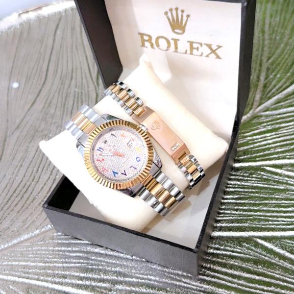 Men Rolex Watch (Rose gold and silver colour)